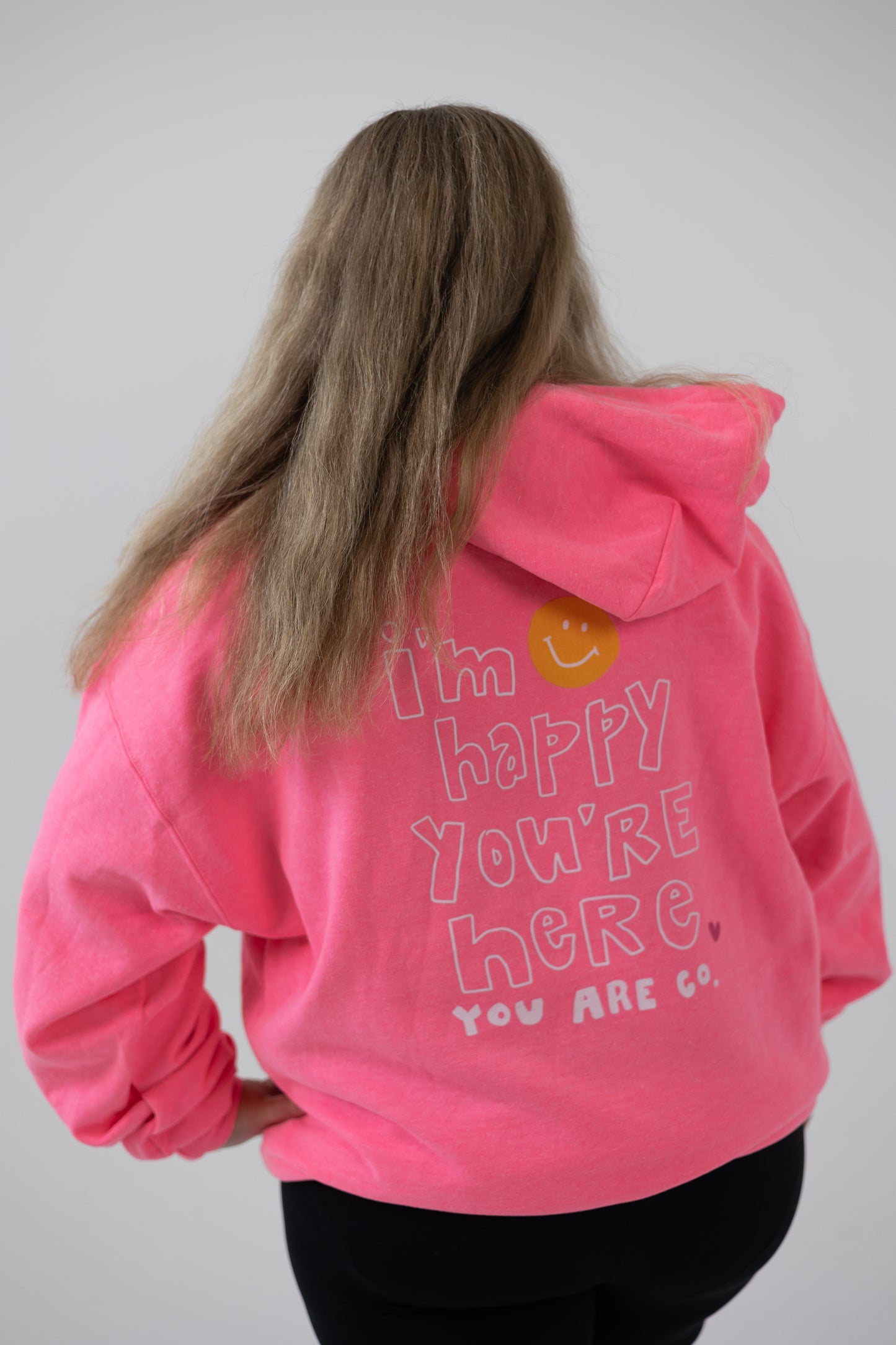 I'M HAPPY YOU'RE HERE Hoodie | Pink