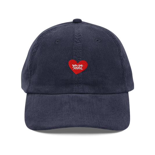 Embroidered Corduroy Heart Hat
