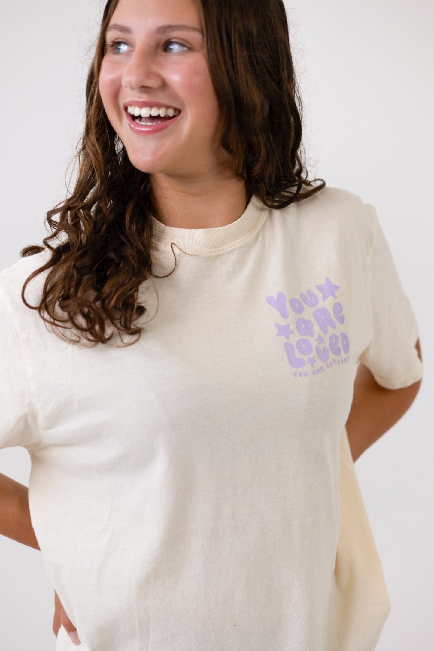 You Are Loved Violet Bubble Tee