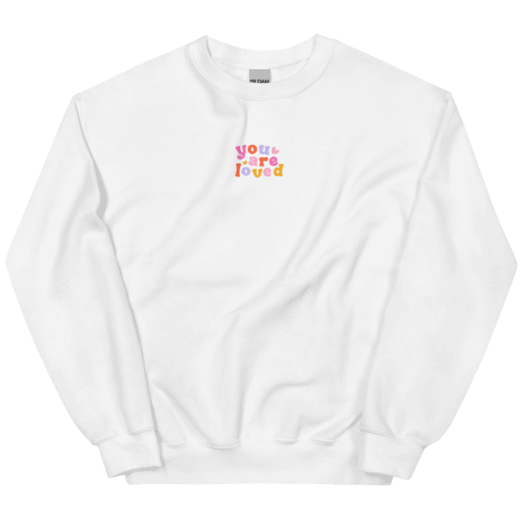 You Are Loved Multicolor Embroidered Crewneck