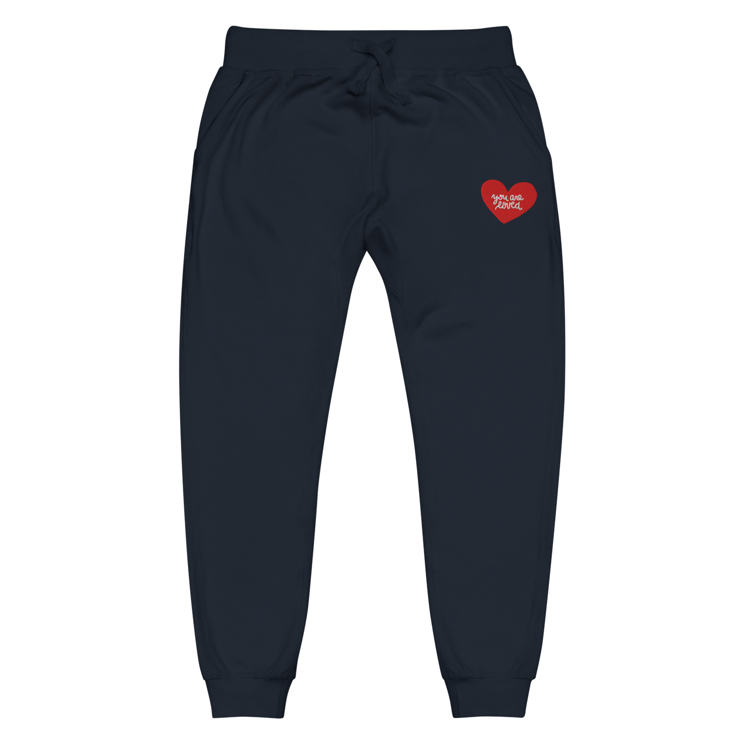 Embroidered Navy Heart Sweatpants