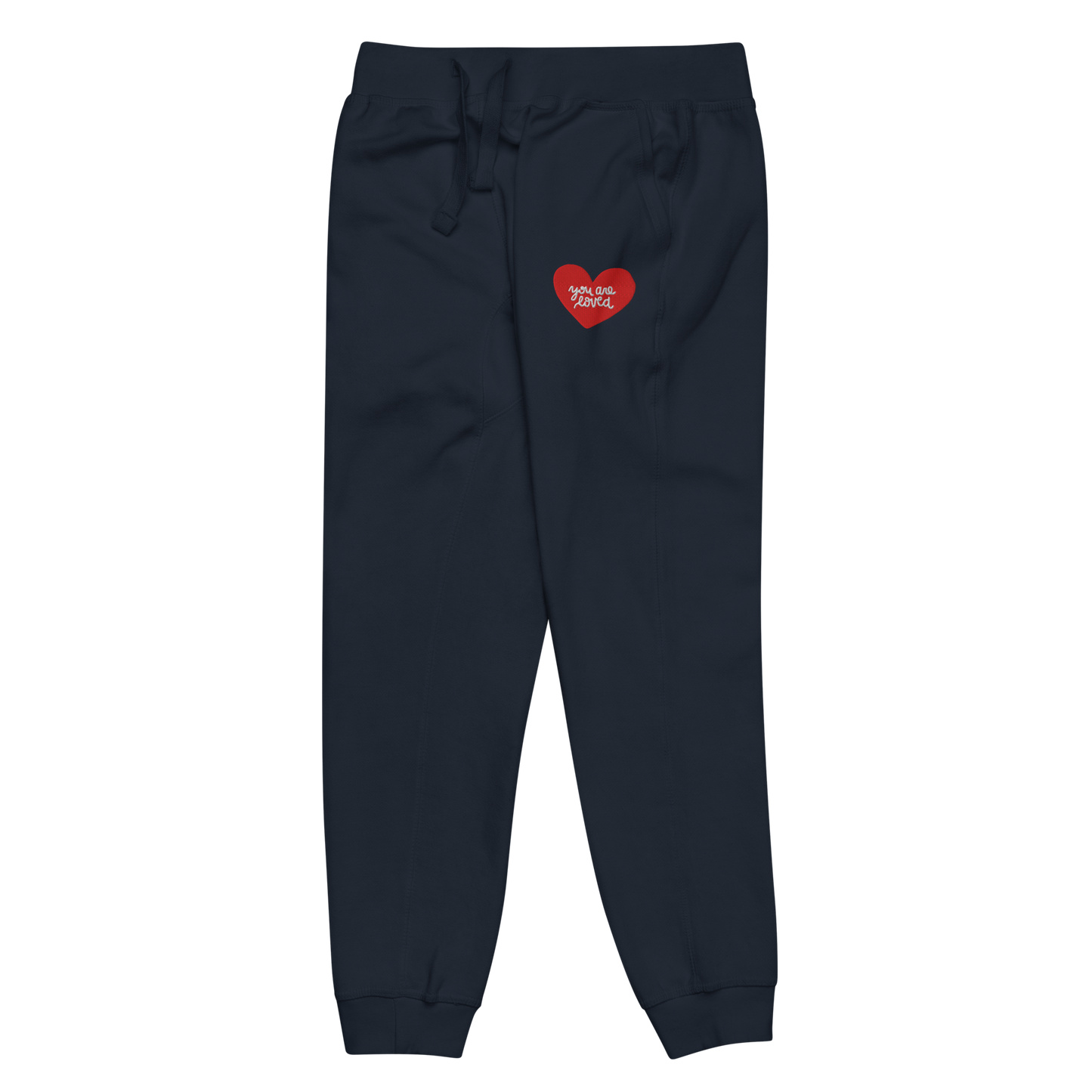 Embroidered Navy Heart Sweatpants