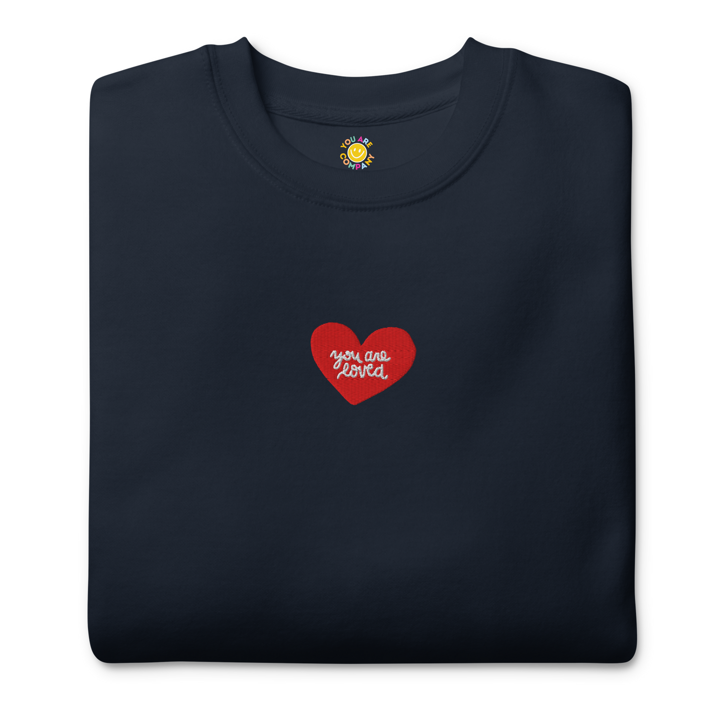 Embroidered Navy Heart Crewneck | Simple