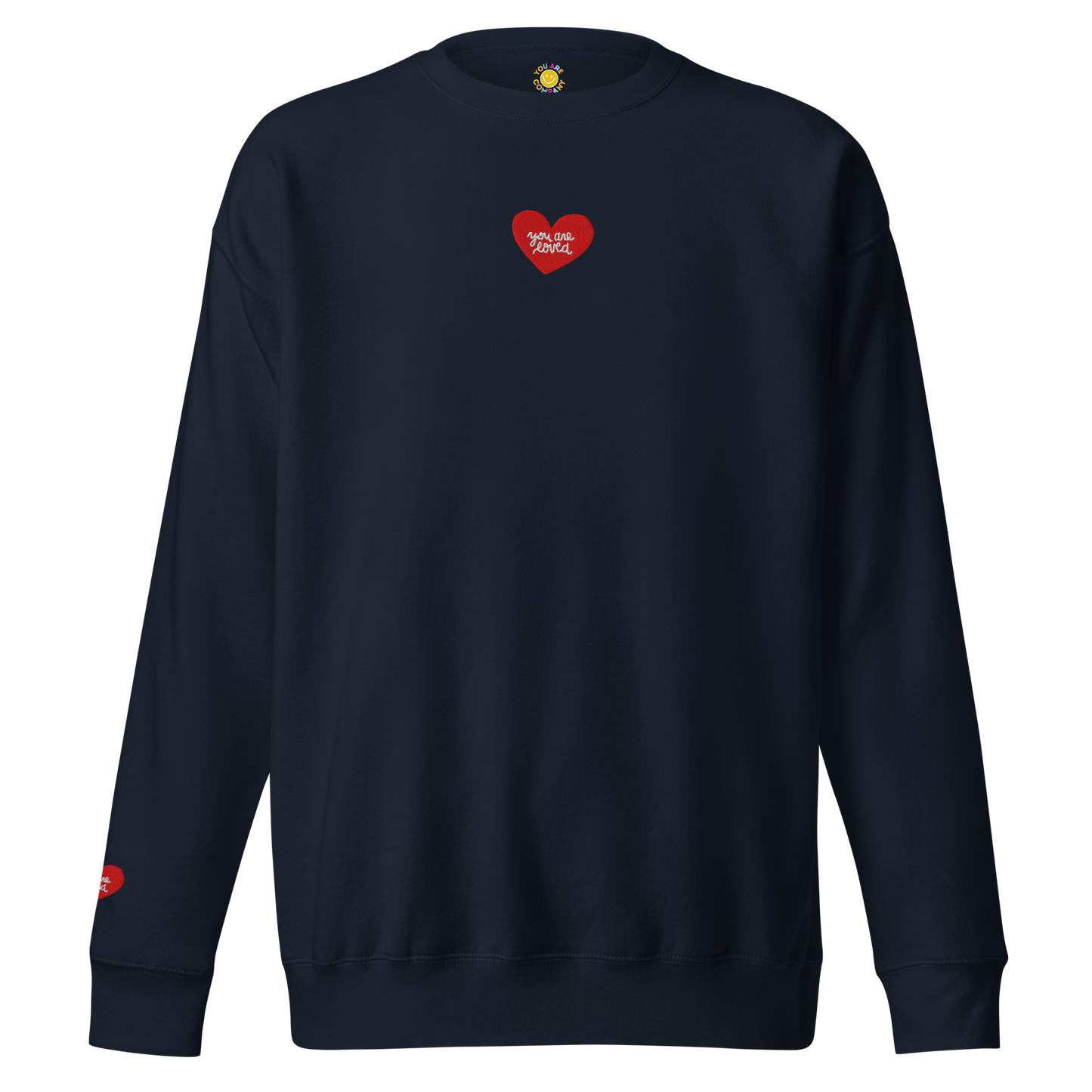 Embroidered Navy Heart Crewneck | Simple