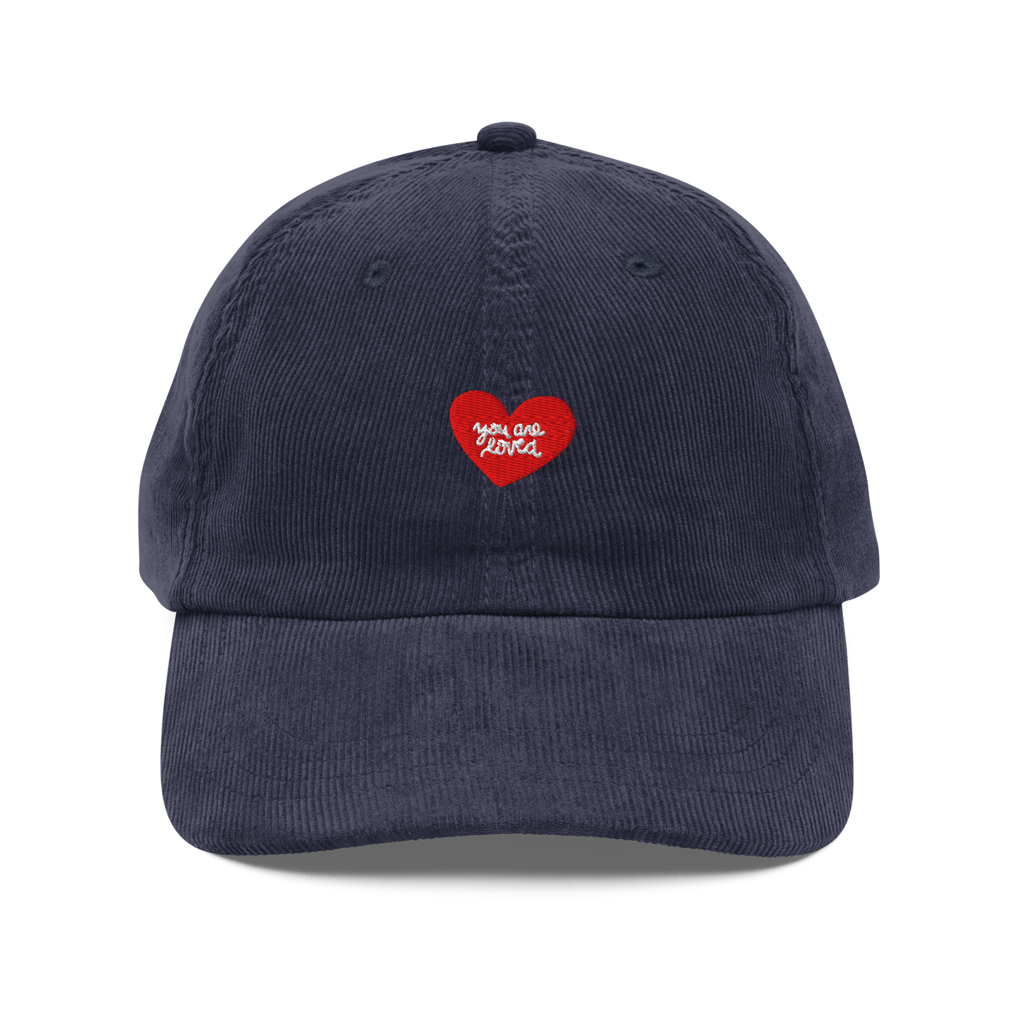 Embroidered Corduroy Heart Hat