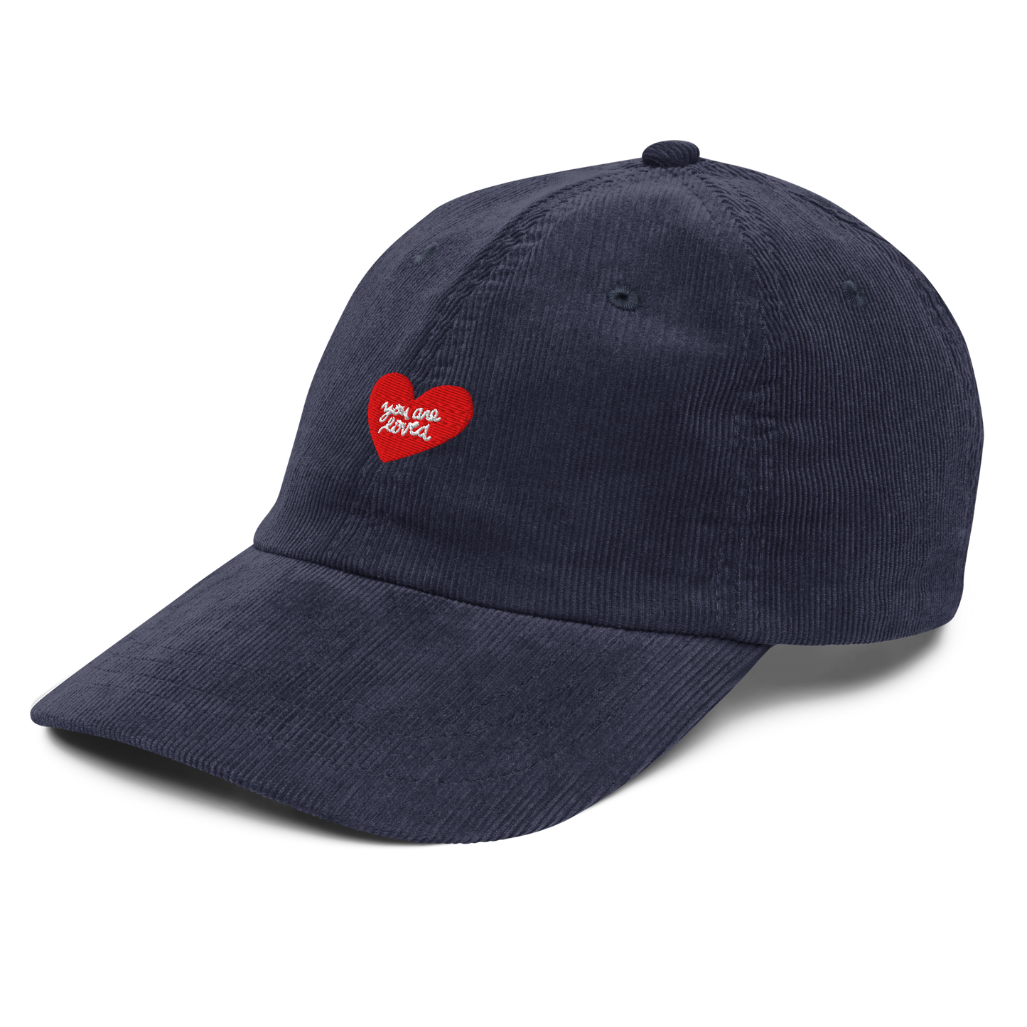 Embroidered Corduroy Heart Hat