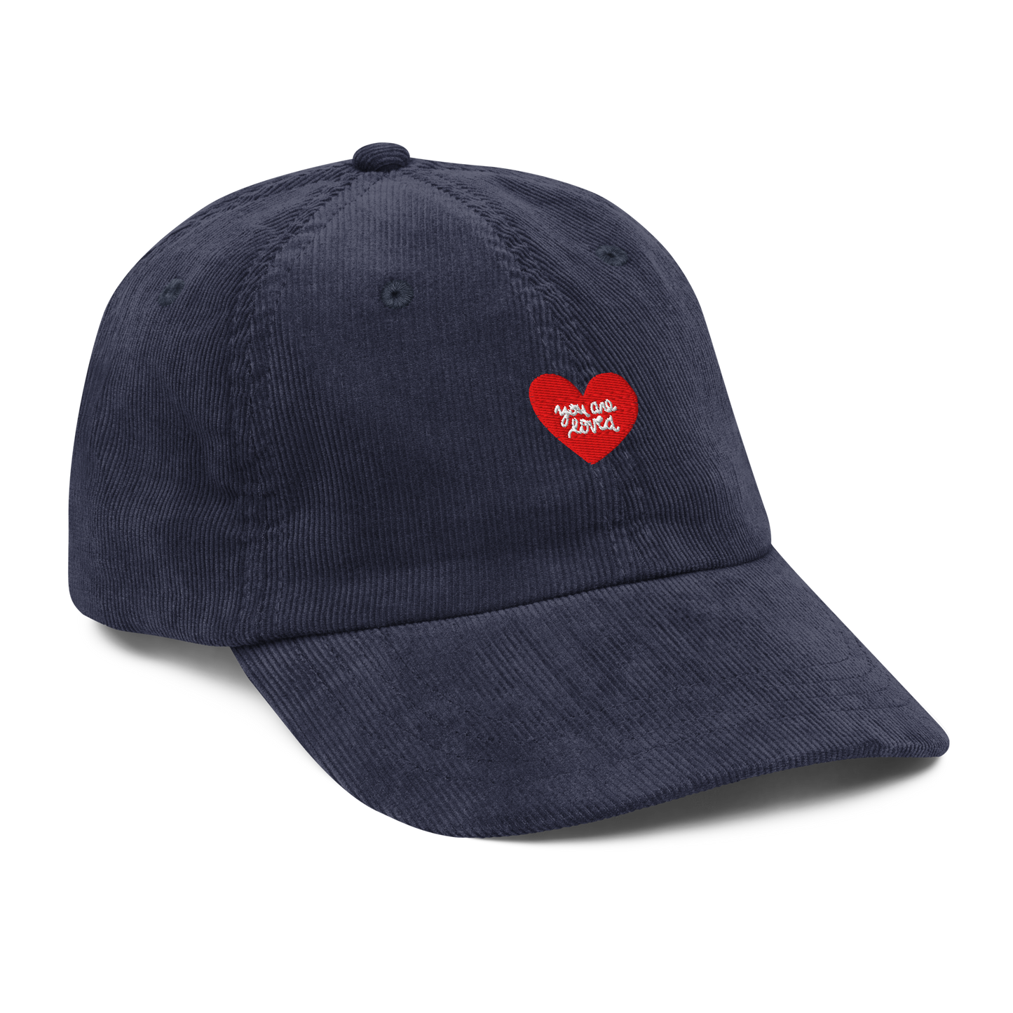 Embroidered Corduroy Heart Hat