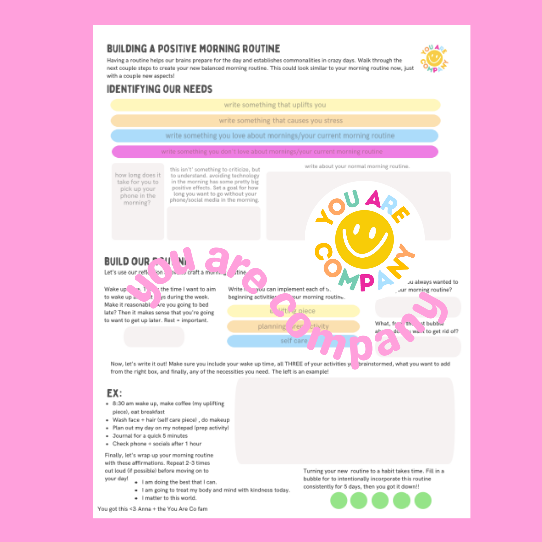 building a positive morning routine worksheet